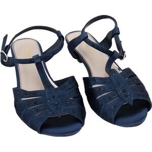 Womens Dressy Rhinestone Wide Sandals Lady Couture EU 41